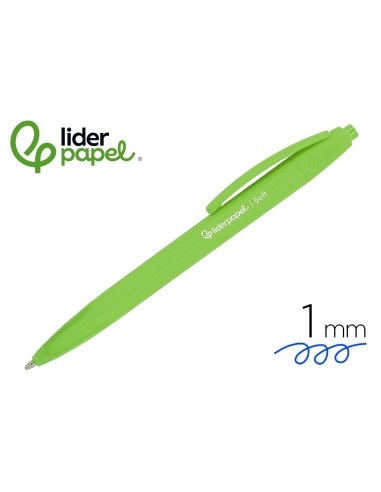 BOLIGRAFO LIDERPAPEL GUMMY TOUCH RETRACTIL 1.0 MM TINTA VERDE
