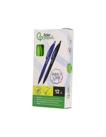 BOLIGRAFO LIDERPAPEL GUMMY TOUCH RETRACTIL 1.0 MM TINTA VERDE
