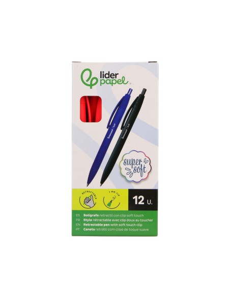 BOLIGRAFO LIDERPAPEL GUMMY TOUCH RETRACTIL 1.0 MM TINTA ROJO