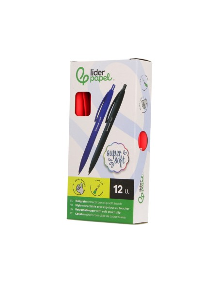 BOLIGRAFO LIDERPAPEL GUMMY TOUCH RETRACTIL 1.0 MM TINTA ROJO