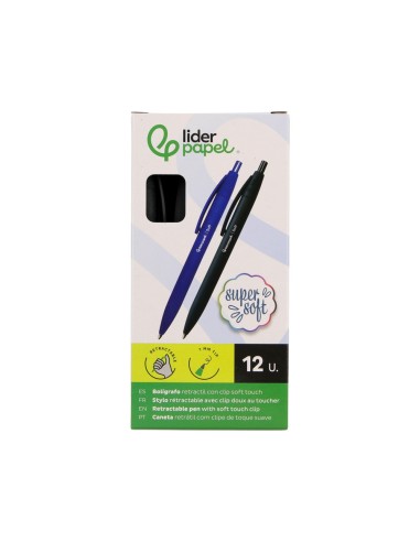 BOLIGRAFO LIDERPAPEL GUMMY TOUCH RETRACTIL 1.0 MM TINTA NEGRO