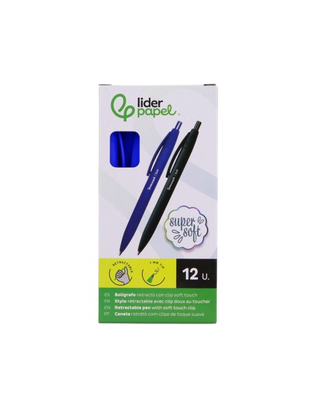 BOLIGRAFO LIDERPAPEL GUMMY TOUCH RETRACTIL 1.0 MM TINTA AZUL