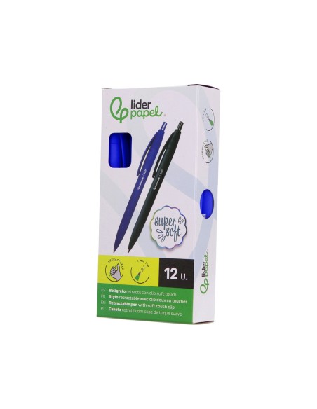 BOLIGRAFO LIDERPAPEL GUMMY TOUCH RETRACTIL 1.0 MM TINTA AZUL
