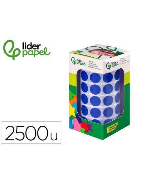GOMETS  AUTOADHESIVO CIRCULOS 15MM AZ. ROLLO 2500 UD.EN CAJA CARTON