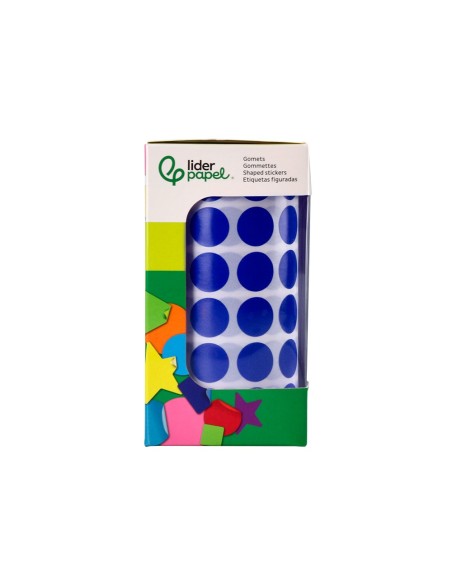 GOMETS  AUTOADHESIVO CIRCULOS 15MM AZ. ROLLO 2500 UD.EN CAJA CARTON