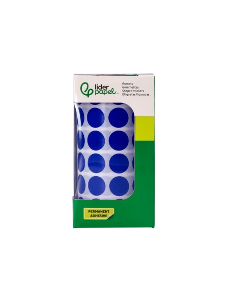 GOMETS  AUTOADHESIVO CIRCULOS 15MM AZ. ROLLO 2500 UD.EN CAJA CARTON