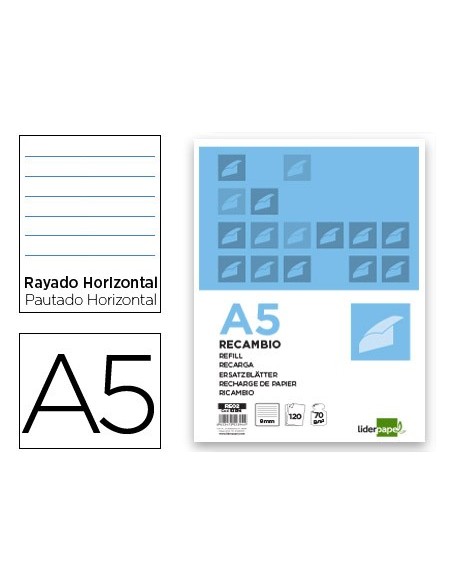 REC.DIN A5 120+20 H.H.6 TAL.SIN MARGEN BANDAS 5 COL.PAPEL 70 GR
