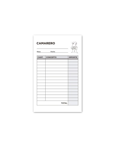 TALONARIO CAMARERO BOLSILLO 85X135 MM 150