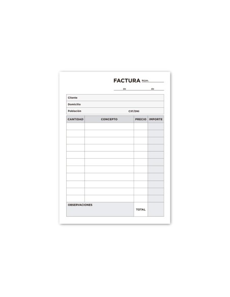 TALONARIO FACTURAS OCTAVO SIN IVA-301 TRIPLICADO
