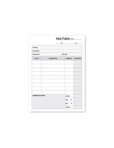TALONARIO FACTURAS OCTAVO C/IVA-300 TRIPLICADO