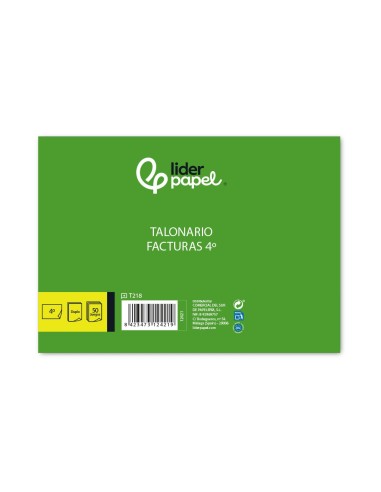 TALONARIO FACTURAS 4º APAISADO C/IVA- 218 DUPLICADO