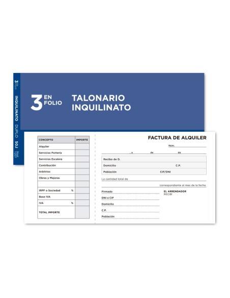TALONARIO INQUILI- NATO TRES FL.207 DUPLICADO C/IVA