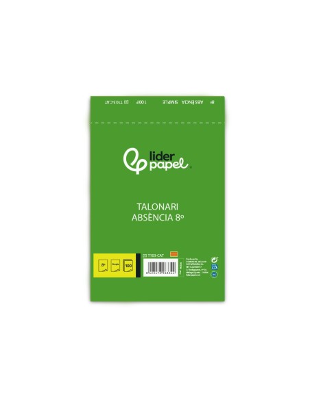 TALONARIO AUSENTES OCTAVO 103-CAT TEXTO EN CATALAN
