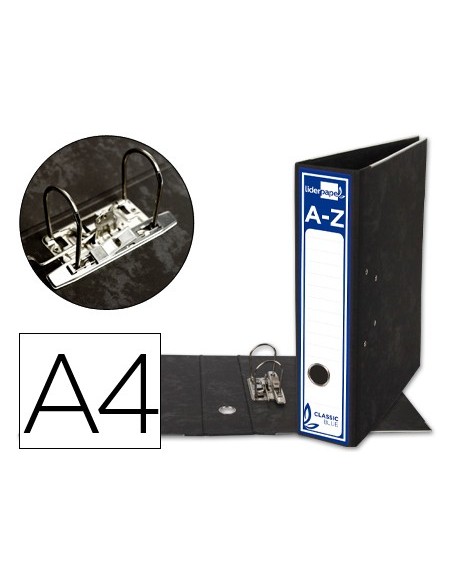 ARCH.PAL.LIDERPAPEL C.FORRADO DIN A4 JASPEADO NEGRO SIN CAJACLASSIC B