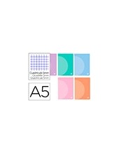 CUADERNO  360 T.DE PLAST.A5 48H. 90G/M2 5MM DOBLE MARGEN PASTEL 2