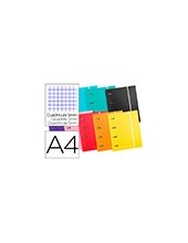 CARPETA RECAMBIO A4 CUADRO 5MM 120H.80 G FORRADA 4 ANILLAS 40MM RED 2