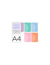 CUADERNO  360 T.DE PLAST.A4 48H. 90G/M2 5MM DOBLE MARGEN PASTEL 2