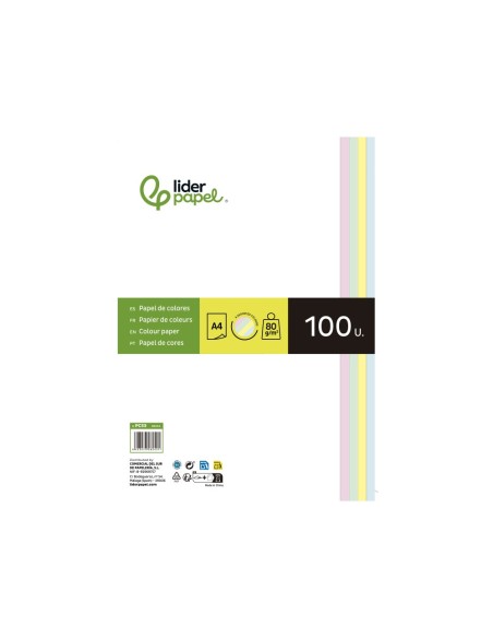 PAPEL COLOR DIN A4 80 GR PAQUETE 100 CUATRO COL.SURT. ROSA AM.-A