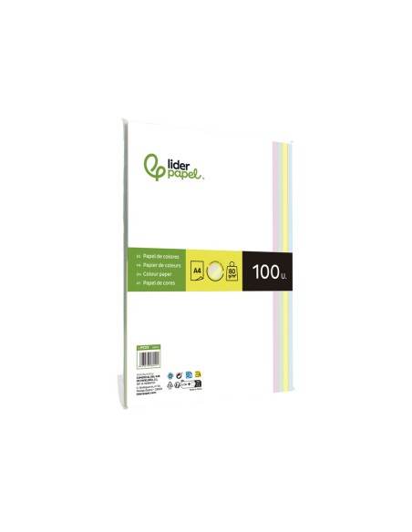 PAPEL COLOR DIN A4 80 GR PAQUETE 100 CUATRO COL.SURT. ROSA AM.-A