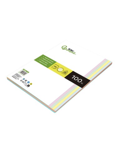 PAPEL COLOR DIN A4 80 GR PAQUETE 100 CUATRO COL.SURT. ROSA AM.-A