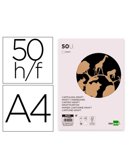 CARTULINA KRAFT  A4 180G/M2 PQ.DE 50H.