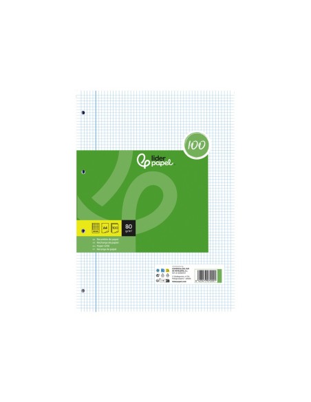RECAMBIO  A4 100H. PAPEL RECICLADO 100% 80G/M2 4MM MARGEN4 TAL.