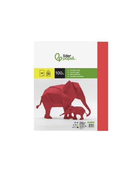 CARTULINA DIN A4 ROJO 180 GR PAQUETE 100 H