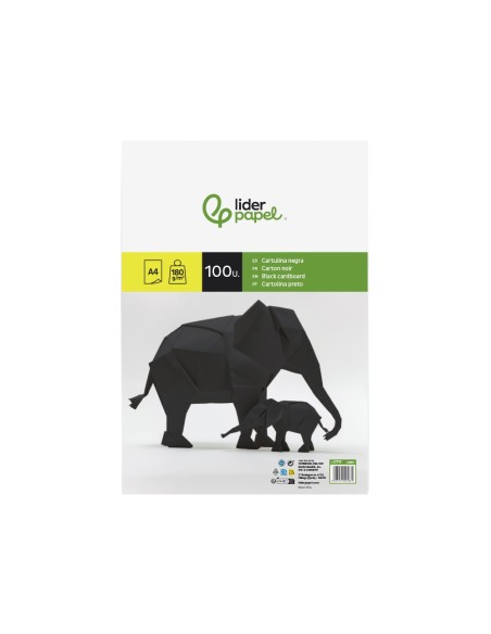 CARTULINA DIN A4 NEGRO 180 GR PAQUETE 100 H