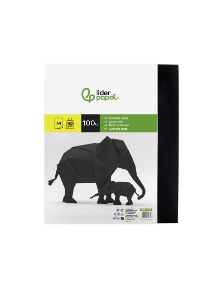 CARTULINA DIN A4 NEGRO 180 GR PAQUETE 100 H