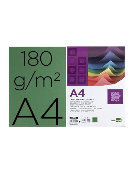 CARTULINA DIN A4 VER ABETO 180 GR PAQUETE 100 H