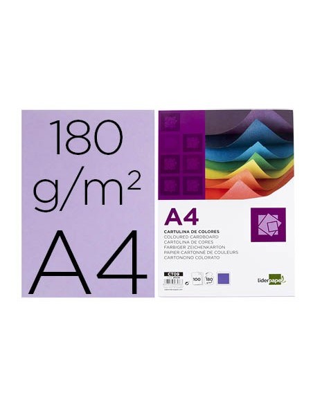 CARTULINA DIN A4 LILA 180 GR PAQUETE 100 H
