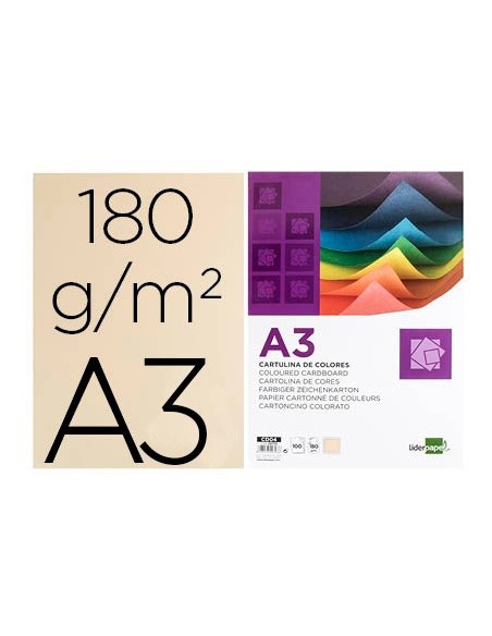 CARTULINA DIN A3 CREMA 180 GR PAQUETE 100 H