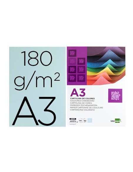 CARTULINA DIN A3 CELESTE 180 GR PAQUETE 100 H
