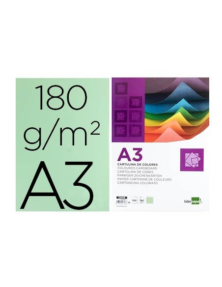 CARTULINA DIN A3 VER 180 GR PAQUETE 100 H