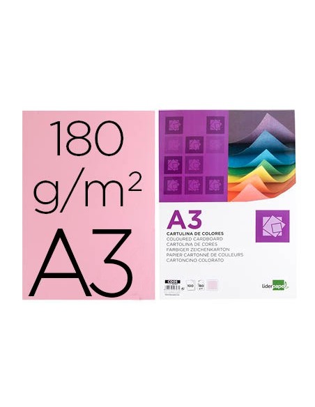 CARTULINA DIN A3 ROSA 180 GR PAQUETE 100 H