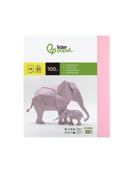 CARTULINA DIN A3 ROSA 180 GR PAQUETE 100 H