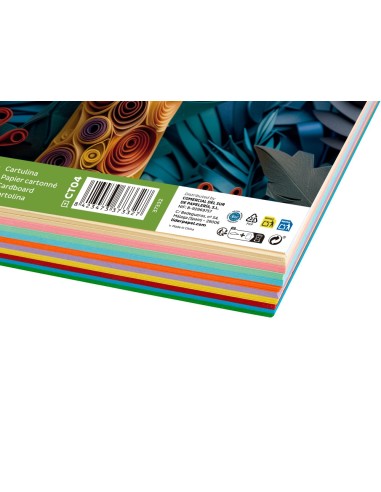 CARTULINA DIN A4 180 GR PAQUETE 100 10 COL.SURT.