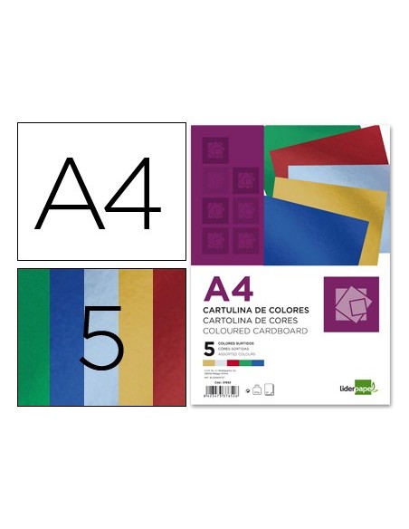 CARTULINA METALIZADA DIN A4 PACK 50 H.SURTIDAS 5 COL.