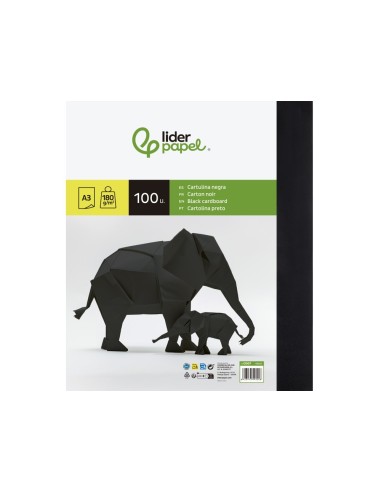 CARTULINA DIN A3 180GR PAQUETE 100H NEGRO