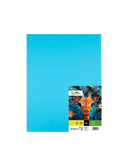 CARTULINA LIDERPAPEL 50X65 CM 240G/M2 CELESTE PAQUETE 25 UNIDADES