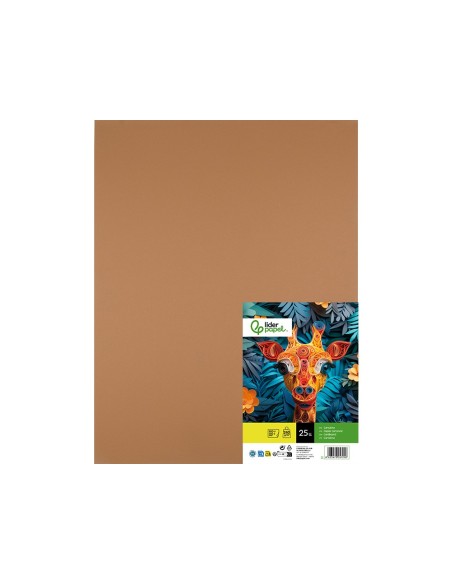 CARTULINA LIDERPAPEL 50X65 CM 240G MARRON ESCOLAR PAQUETE 25 UNIDADES