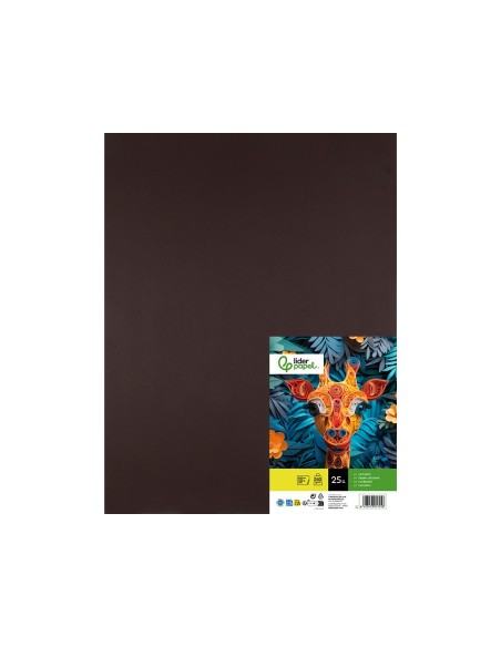 CARTULINA LIDERPAPEL 50X65 CM 240G/M2 MARRON PAQUETE 25 UNIDADES