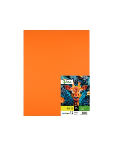 CARTULINA LIDERPAPEL 50X65 CM 240G/M2 NARANJA PAQUETE 25 UNIDADES