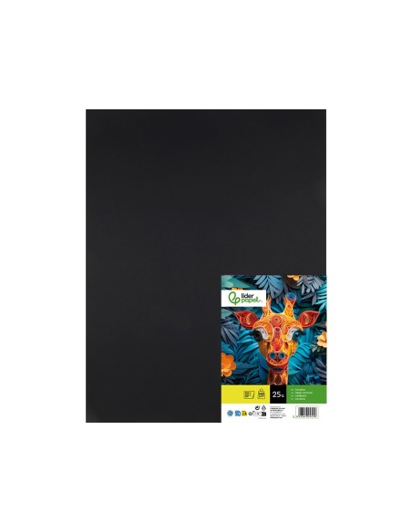 CARTULINA LIDERPAPEL 50X65 CM 240G/M2 NEGRO PAQUETE 25 UNIDADES