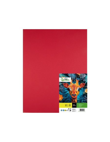 CARTULINA LIDERPAPEL 50X65 CM 240G/M2 RJ.NAVIDAD PAQUETE 25 UNIDADES