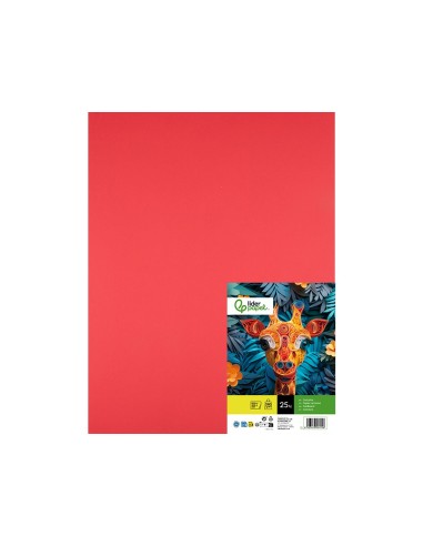 CARTULINA LIDERPAPEL 50X65 CM 240G/M2 ROJO PAQUETE 25 UNIDADES