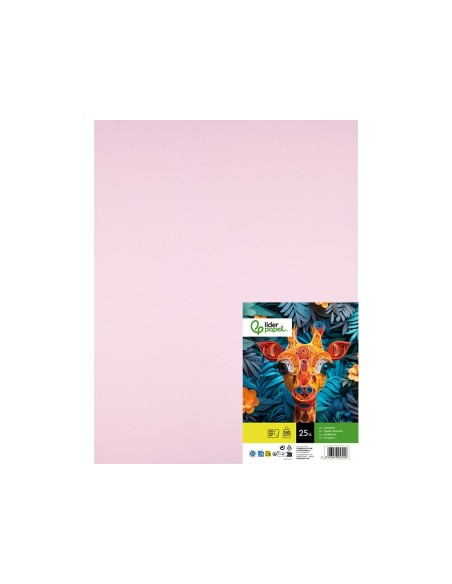 CARTULINA LIDERPAPEL 50X65 CM 240G/M2 ROSA PAQUETE 25 UNIDADES