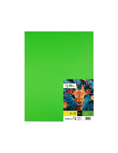 CARTULINA LIDERPAPEL 50X65 CM 240G/M2 VE.PISTACHO PAQUETE 25 UNIDADES