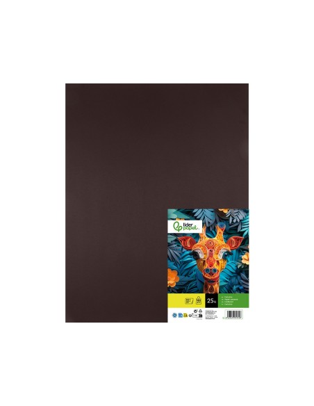 CARTULINA LIDERPAPEL 50X65 180 GR MARRON PAQUETE 25