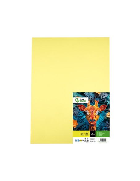 CARTULINA LIDERPAPEL 50X65 180 GR AMARILLO MEDIO PAQUETE 25